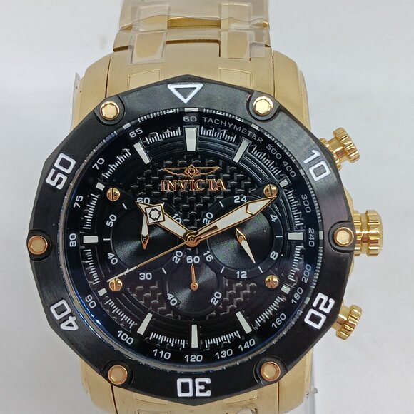 Invicta Pro Diver 37725 Men's 50mm Gold S/Steel Japanese Quartz Chrono Watch NWT - Picture 3 of 16
